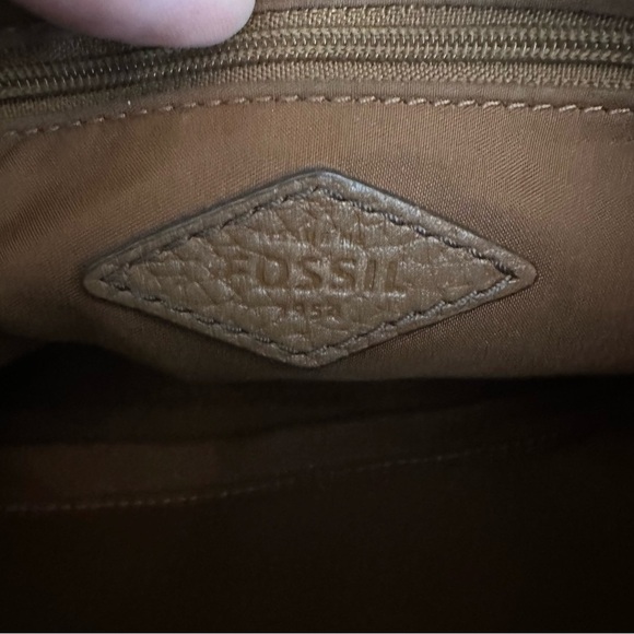Fossil Gemma Tan/Brown Pebbled Leather Crossbody Handbag Purse Shoulder Bag - Picture 4 of 10